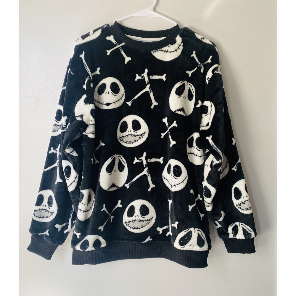 Disney Nightmare Before Christmas Women's Halloween Terry Pullover Sweater XS